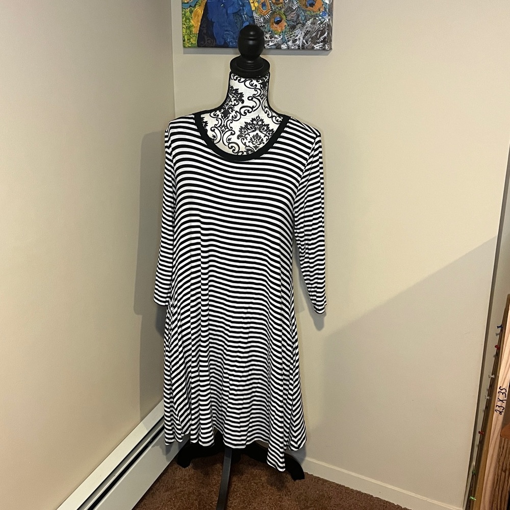 Black and white striped dress